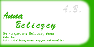 anna beliczey business card